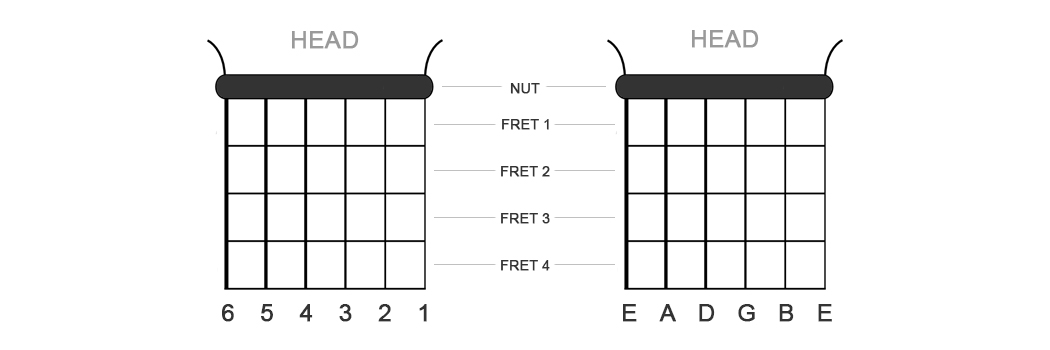names and numbers of strings